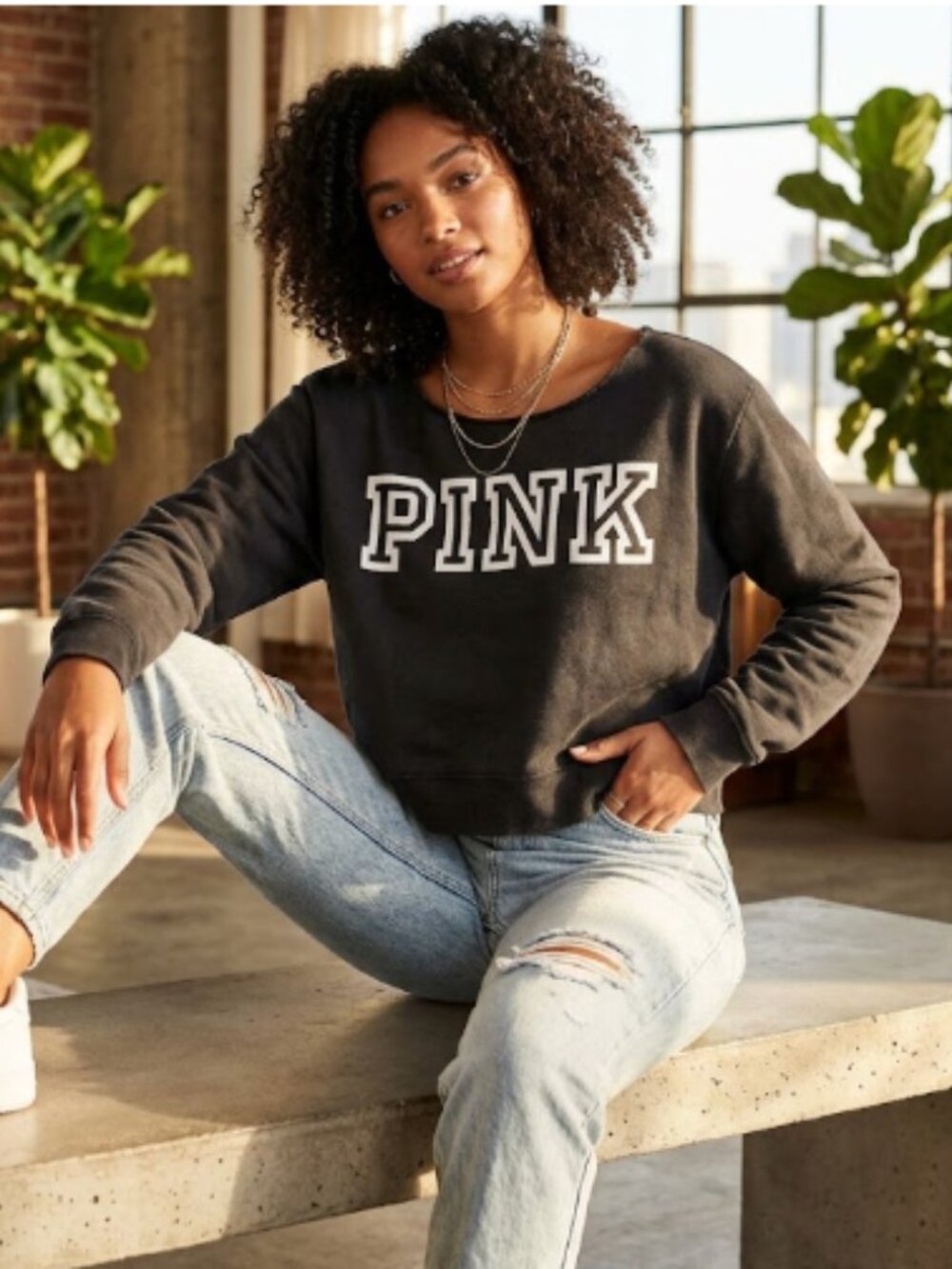 PINK‎ Victoria's Secret Charcoal Sweatshirt XL